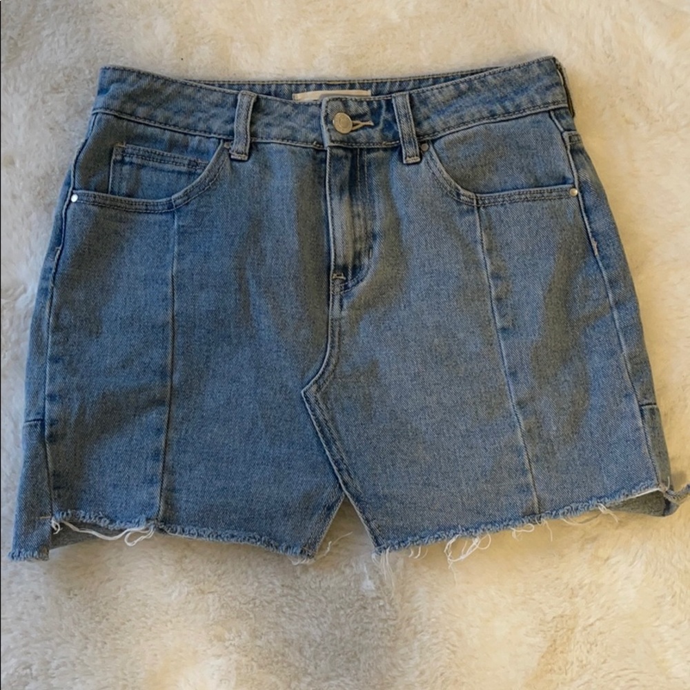 PACSUN Jean Mini Skirt with distressed hem